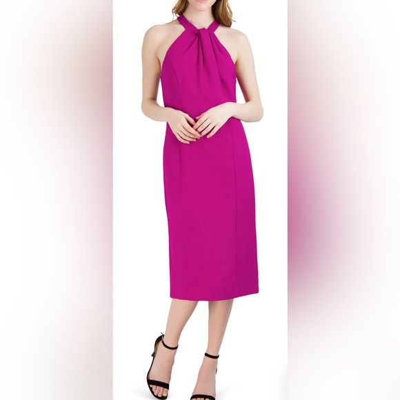 NWOT Julia Jordan Twist Neck Midi Dress size 8 magenta - Picture 2 of 4